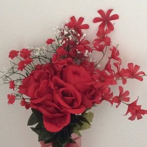 Red roses wedding bridal bouquet